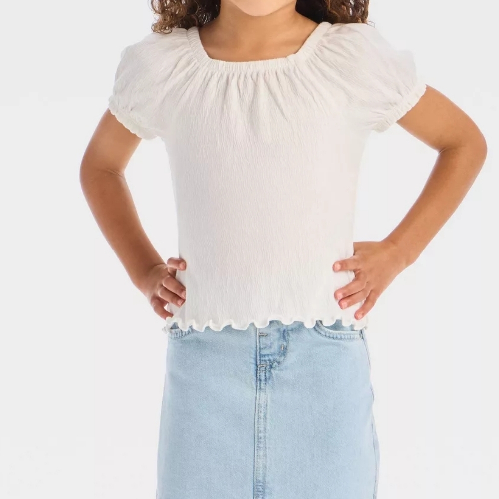 Cat & Jack Cream Puff Sleeve Top